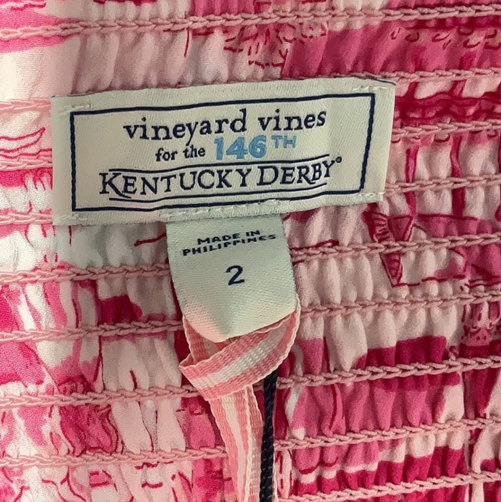 Vineyard Vines Pink and White Kentucky Derby Jumpsuit | Size 2 - Picture 3 of 5